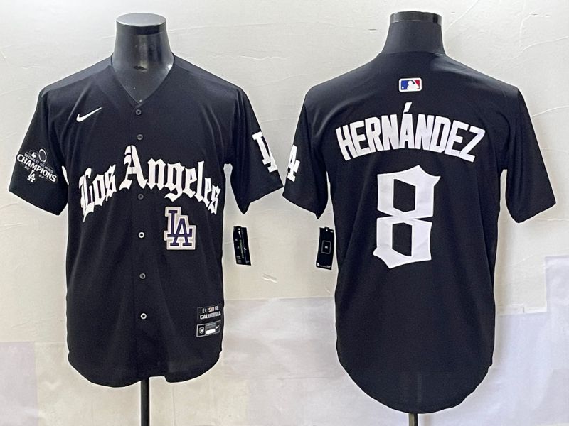 Men 2025 Los Angeles Dodgers #8 Hernandez Black Five generations Joint Name Nike MLB Jersey style 14->los angeles dodgers->MLB Jersey
